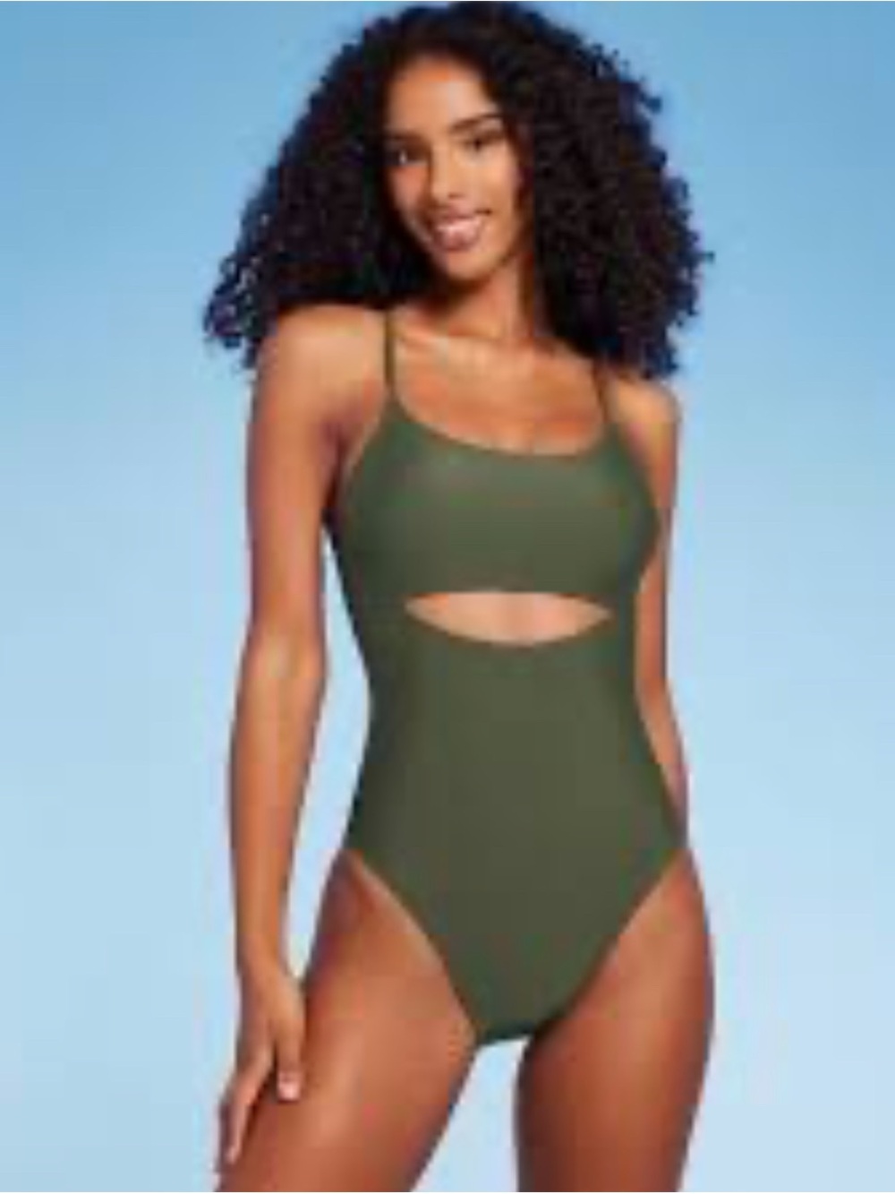 Shade & Shore Olive Cutout One-Piece Swimsuit
